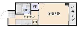 ブリリアンス新屋敷 1Kの間取図画像