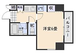 トーカンキャステール交通局前 9階1Kの間取り