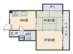 山下ハイツ 2DKの間取図画像