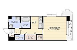 シャーロットタウン 6階1Kの間取り
