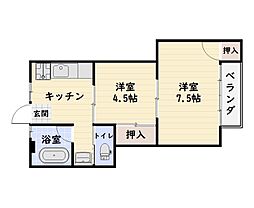 時ビル 3階2Kの間取り