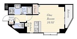 コスモガーデン武之橋 7階ワンルームの間取り