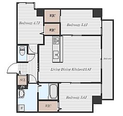フォレストテラス 0901 9階3LDKの間取り