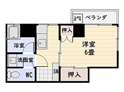 サンクレール内木2 1Kの間取図画像