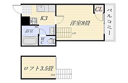 丸善高麗ハイツ 1Kの間取図画像