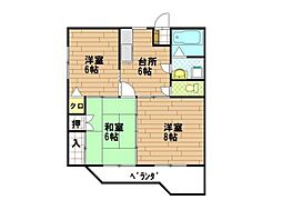 アシニボインA 3DKの間取図画像