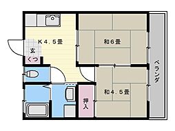 コーポちぐさ 2Kの間取図画像