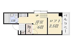 サンセットビル ワンルームの間取図画像