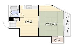 なかすビル 1DKの間取図画像