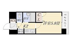 ライオンズステーションプラザ西鹿児島 1Kの間取図画像