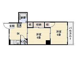 藤崎ビル 2DKの間取図画像