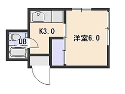 福島コーポ 1Kの間取図画像