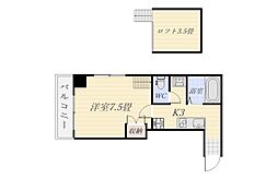 丸善高麗ハイツ 1Kの間取図画像