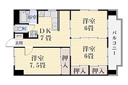 サンシャイン上之園 3DKの間取図画像