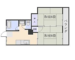 与次郎コーポ 2Kの間取図画像
