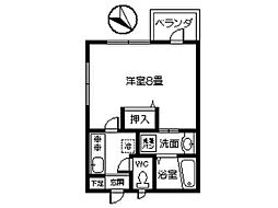 ティダ荒田 1Kの間取図画像