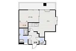 アルバローザ下伊敷 1DKの間取図画像