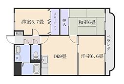 リバーサイドパレス森山 3DKの間取図画像