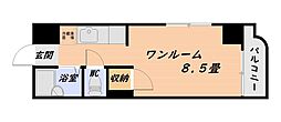 サンライズ鴨池 ワンルームの間取図画像