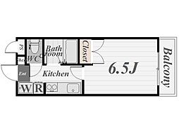 ブルースター上本町 1Kの間取図画像