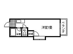 リキパレス1 ワンルームの間取図画像