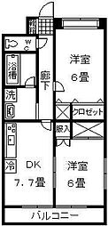 キャッスル新照院 2DKの間取図画像
