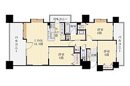 クレアセトル上荒田 3LDKの間取図画像