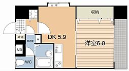 ライオンズマンション西千石 1DKの間取図画像