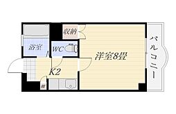 ルクール下荒田 1Kの間取図画像