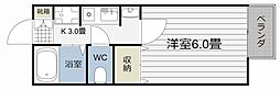 プチパレ紫原 1Kの間取図画像