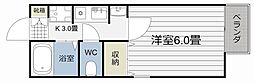 プチパレ紫原 1Kの間取図画像