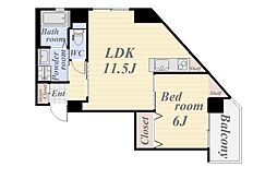 中原ビル 1LDKの間取図画像