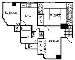西田フラワービル 3DKの間取図画像