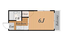 安田ビル 1Kの間取図画像