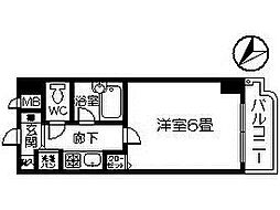 トーカンキャステール交通局前 1Kの間取図画像