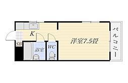 南郡元ハイツ 1Kの間取図画像