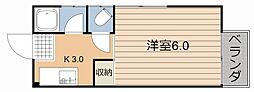 コーポエクセル 1Kの間取図画像