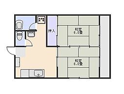 アリーナハイツ桜ヶ丘 2階2DKの間取り