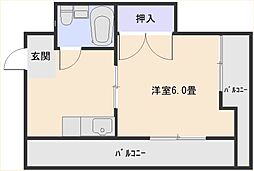 コーポ御用 4階1Kの間取り