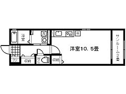 AGハイムA棟 ワンルームの間取図画像
