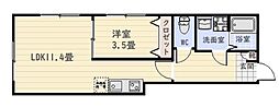 youcoathigashitaniyama 1LDKの間取図画像