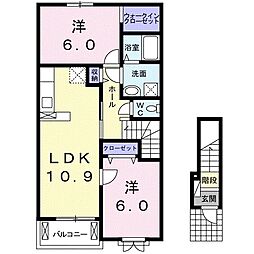 カーサフィオーレ2 2LDKの間取図画像