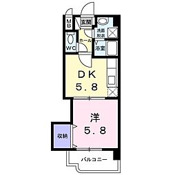 ラフィネT.M.1 1DKの間取図画像