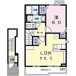 ウォーターリバー和田 1LDKの間取図画像
