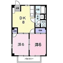 フォレット千代 2DKの間取図画像