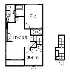 プラシード・N 2LDKの間取図画像