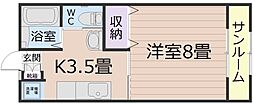 住吉ハイツ 1Kの間取図画像
