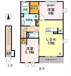セジュールサクラ6 2LDKの間取図画像