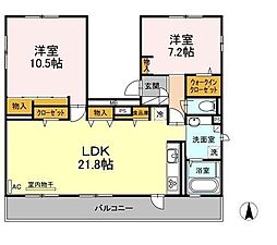コーラル 2LDKの間取図画像