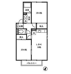 セジュールカトル 2DKの間取図画像
